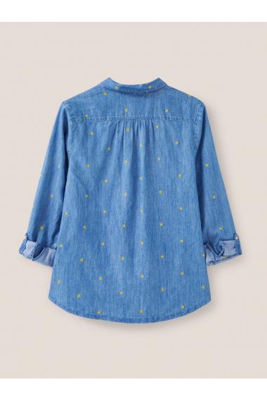 White Stuff Sophie Embroidered Shirt in DENIM MLT