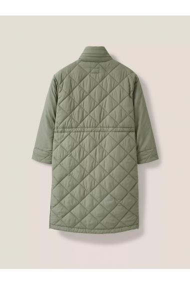 White Stuff Lorena Quilted Coat in MID GREEN