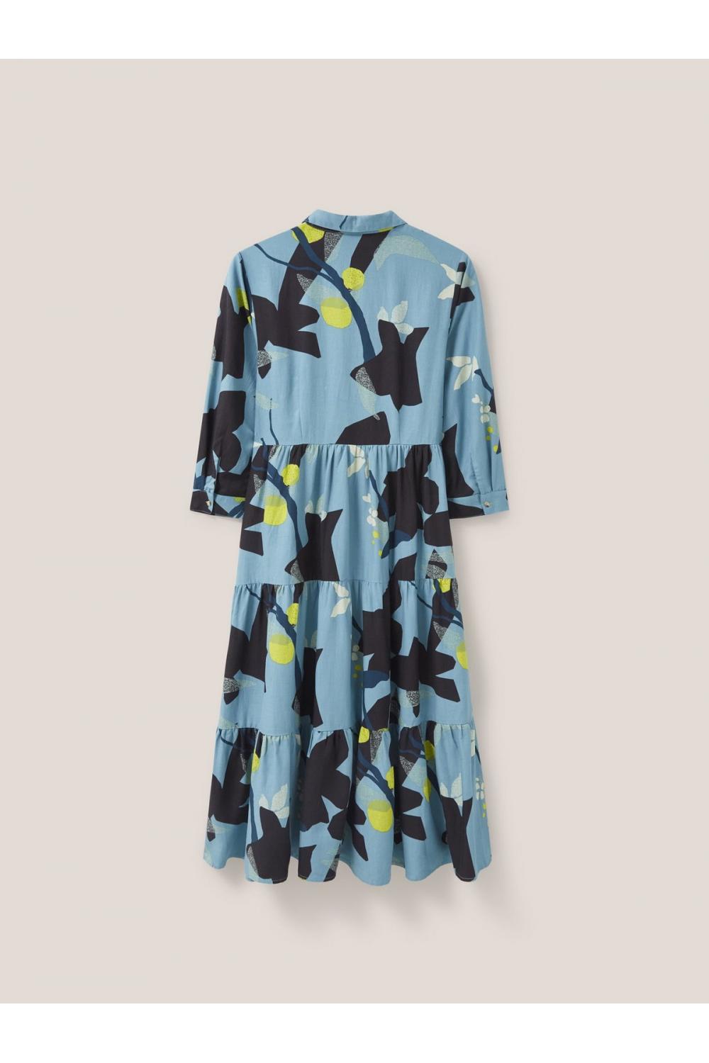 White Stuff Maya Tiered Shirt Dress in TEAL MLT