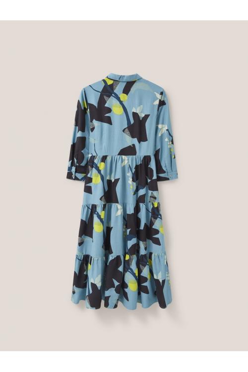 White Stuff Maya Tiered Shirt Dress in TEAL MLT