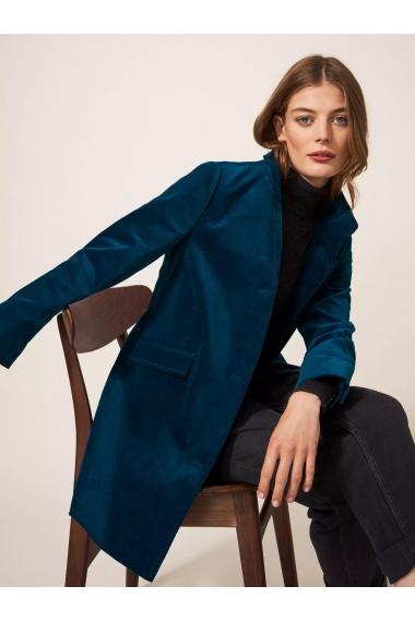 White Stuff Karla Velvet Coat in DK TEAL