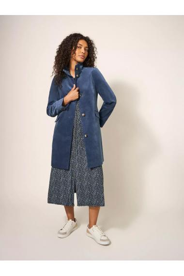 White Stuff Karla Velvet Coat in DUS BLUE