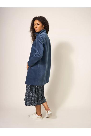 White Stuff Karla Velvet Coat in DUS BLUE