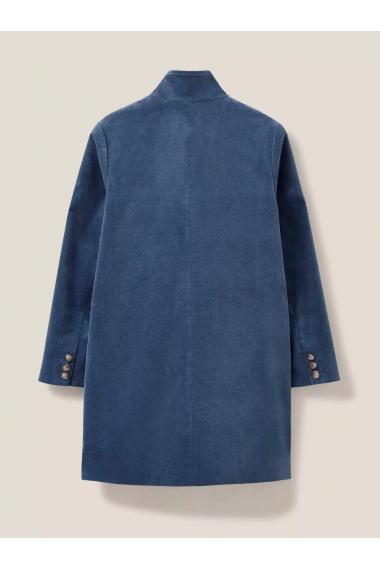 White Stuff Karla Velvet Coat in DUS BLUE