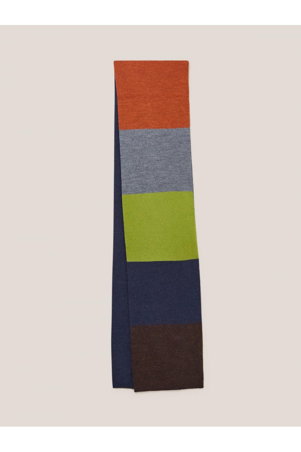 White Stuff Raphael Stripe Merino Scarf in NAVY MULTI