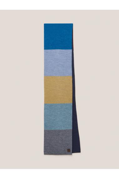 White Stuff Raphael Stripe Merino Scarf in NAVY MULTI