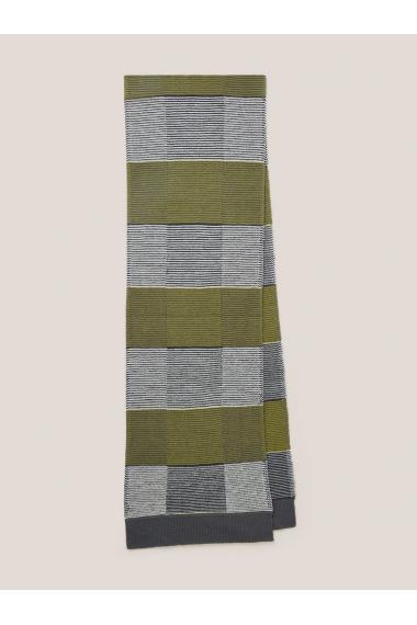 White Stuff Knitted Check Merino Scarf in GREY MLT