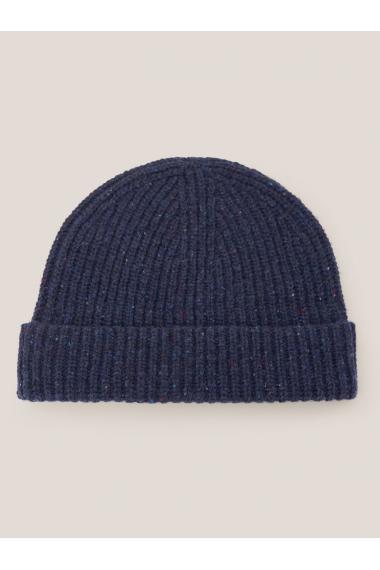 White Stuff Wool Ribbed Beanie in DARK NAVY