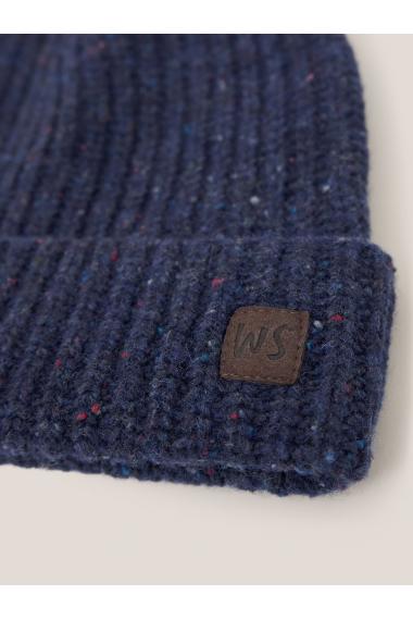 White Stuff Wool Ribbed Beanie in DARK NAVY