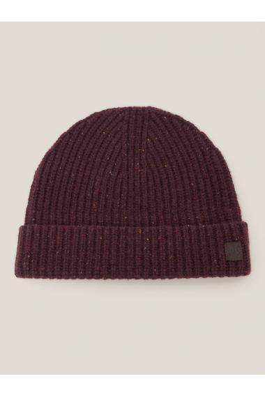 White Stuff Wool Ribbed Beanie in DK PLUM