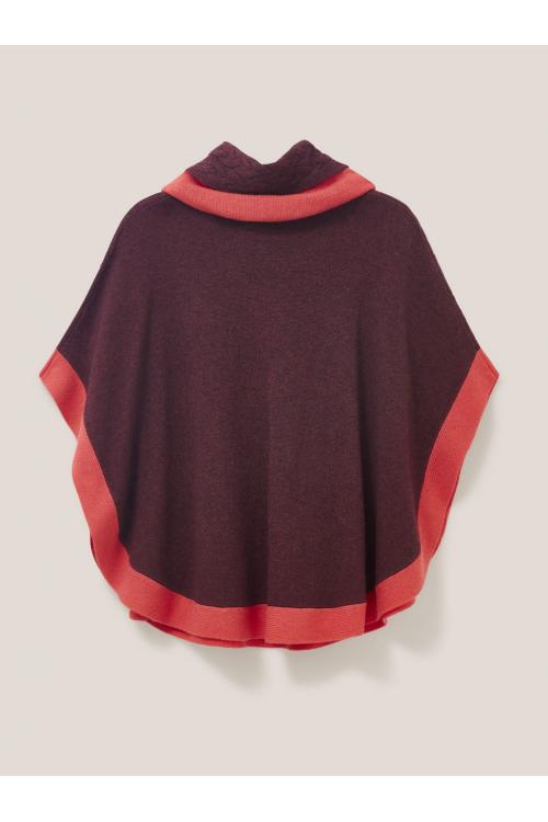 White Stuff Fern Knitted Poncho in MID PLUM