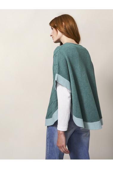 White Stuff Fern Knitted Poncho in MID TEAL