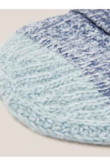 White Stuff Knitted Ombre Beanie in MID BLUE