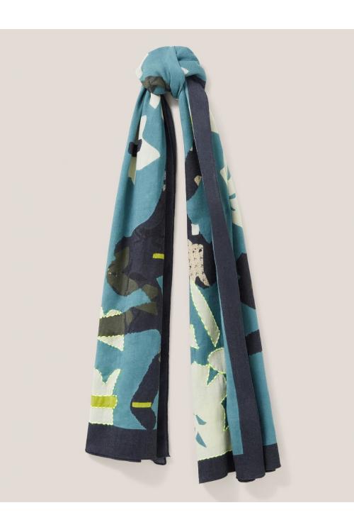 White Stuff Monkey Print Scarf in BLUE PR