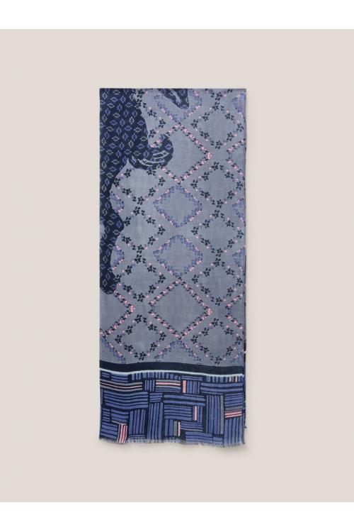 White Stuff Hare Print Scarf in NAVY MULTI