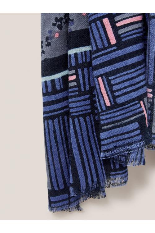 White Stuff Hare Print Scarf in NAVY MULTI