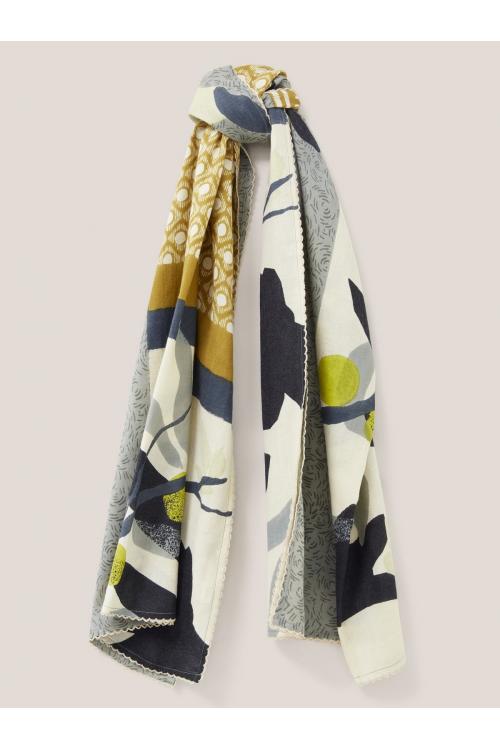 White Stuff Leaf Print Scarf in GREEN MLT