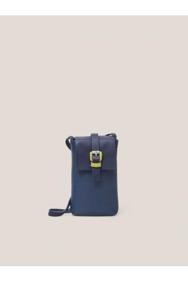 White Stuff Clara Buckle Leather Phone Bag in DARK NAVY