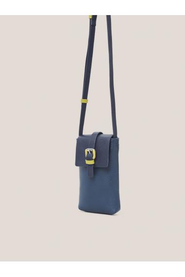 White Stuff Clara Buckle Leather Phone Bag in DARK NAVY