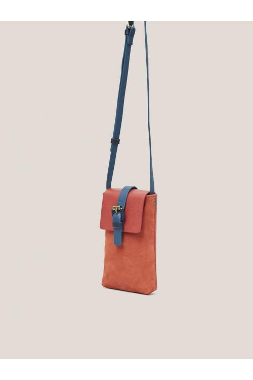 White Stuff Clara Buckle Suede Phone Bag in BRT ORANGE