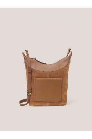 White Stuff Fleur Suede Crossbody in MID TAN