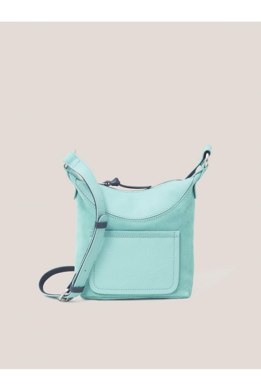 White Stuff Mini Fleur Suede Crossbody in BRT TEAL