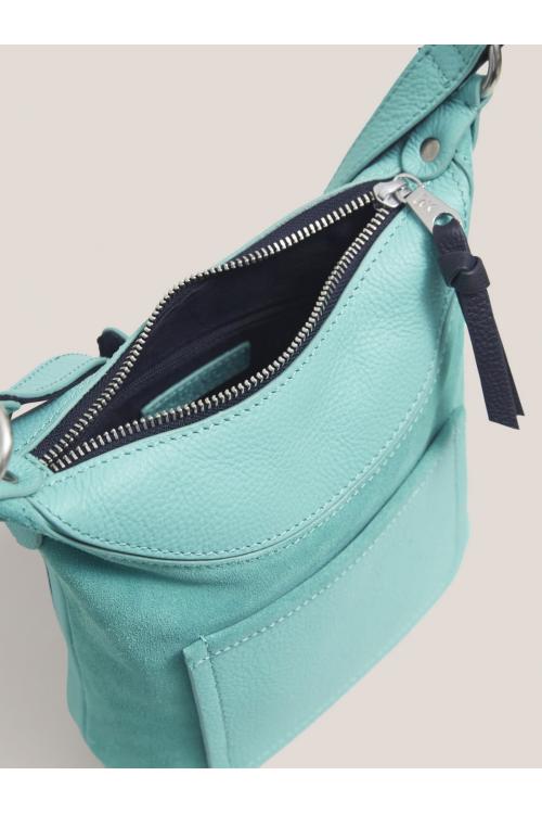 White Stuff Mini Fleur Suede Crossbody in BRT TEAL