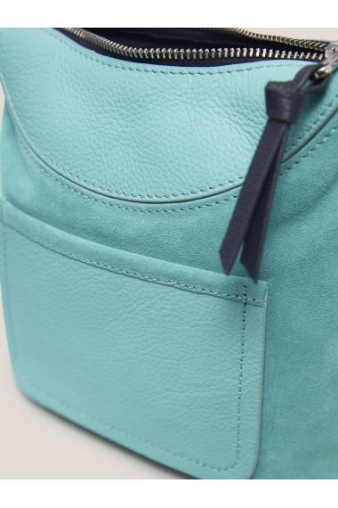 White Stuff Mini Fleur Suede Crossbody in BRT TEAL