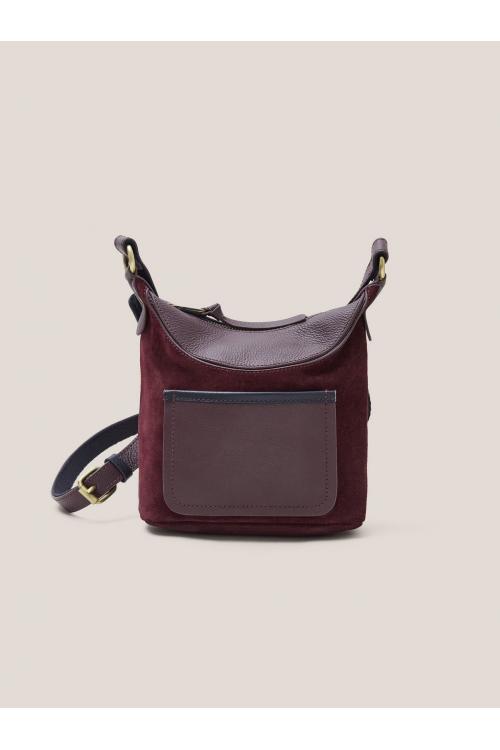 White Stuff Mini Fleur Suede Crossbody in DK PLUM