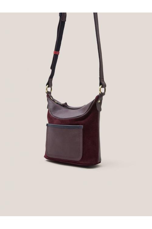 White Stuff Mini Fleur Suede Crossbody in DK PLUM