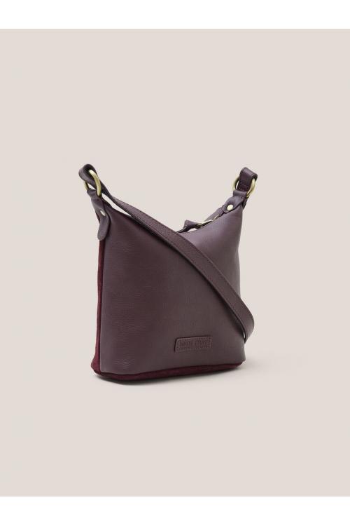 White Stuff Mini Fleur Suede Crossbody in DK PLUM