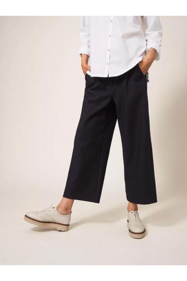 White Stuff Belle Wide Leg Cropped Trouser in PURE BLK