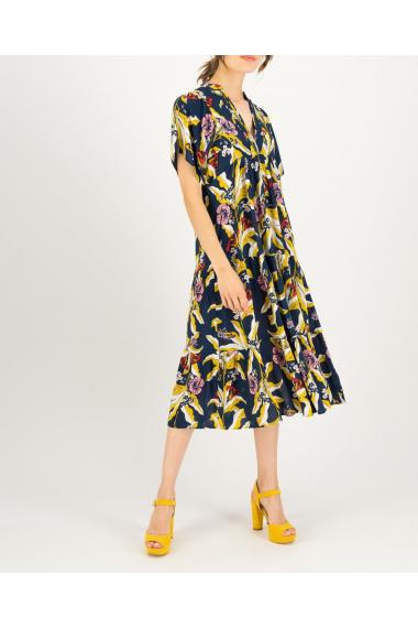 Blutsgeschwister Midi-Kleid Saint Tropen in fleurs d'hibiscus