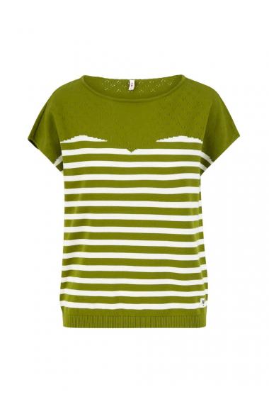 Blutsgeschwister KurzarmShirt New Wave Pinup in inky green stripe