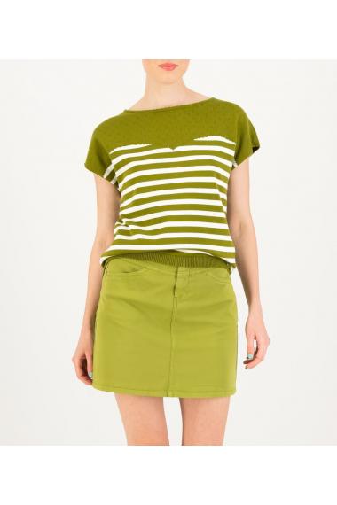 Blutsgeschwister KurzarmShirt New Wave Pinup in inky green stripe