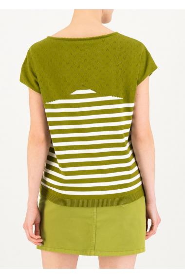 Blutsgeschwister KurzarmShirt New Wave Pinup in inky green stripe