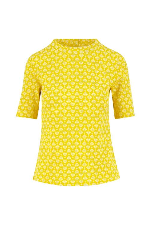 Blutsgeschwister KurzarmShirt Tiny Sixties Crew in vintage yellow flower tapestry