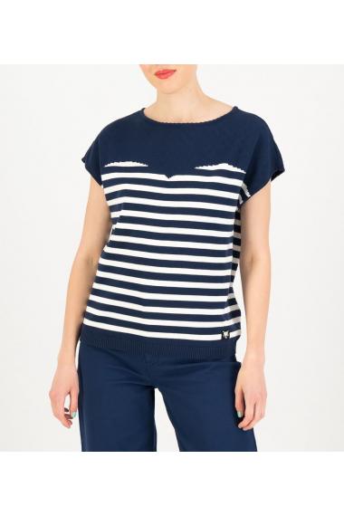 Blutsgeschwister KurzarmShirt New Wave Pinup in inky blue stripe