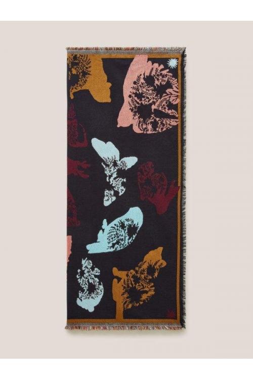 White Stuff Jacquard Animal Square Scarf 439906 in BLACK MULTI