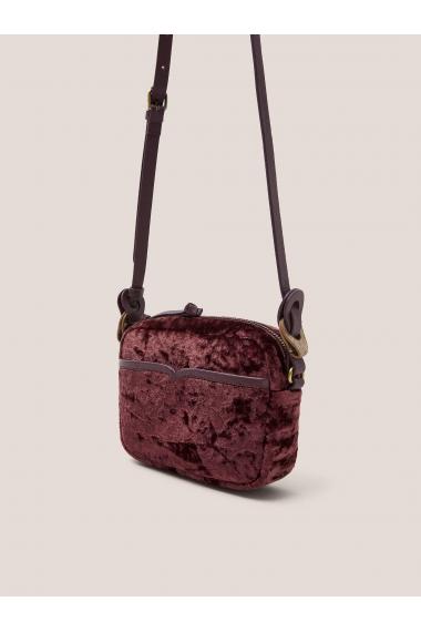 White Stuff Lexi Velvet Mini Camera bag 439919 in DARK PLUM