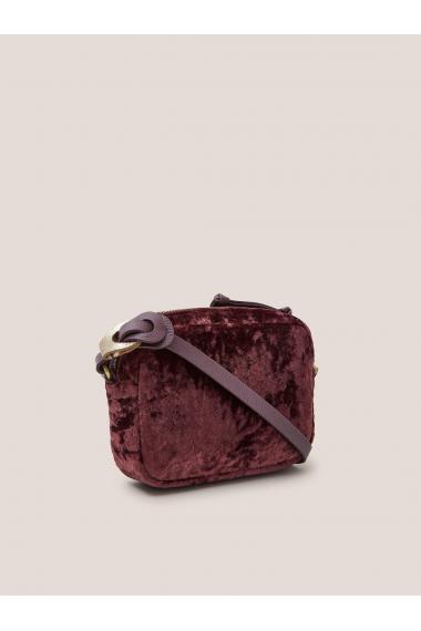 White Stuff Lexi Velvet Mini Camera bag 439919 in DARK PLUM