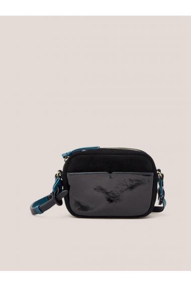 White Stuff Lexi Patent Mini Camera bag 439918 in PURE BLACK