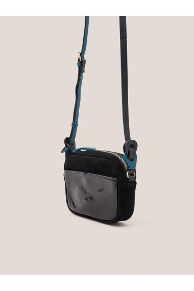 White Stuff Lexi Patent Mini Camera bag 439918 in PURE BLACK