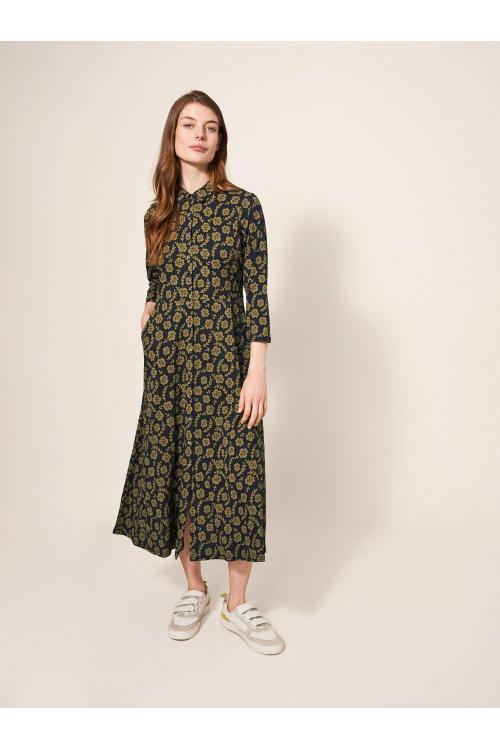 White Stuff Rua Jersey Shirt Dress 439508 in Green