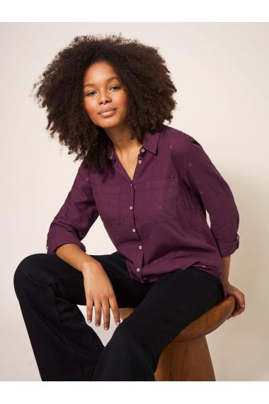 White Stuff Sophie Organic Cotton Shirt 439531 in Plum