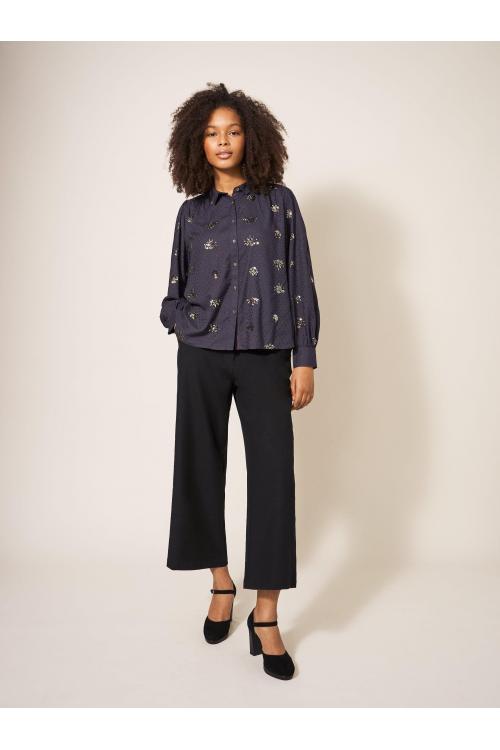 White Stuff Ayla Sequin Shirt 439791 in Black