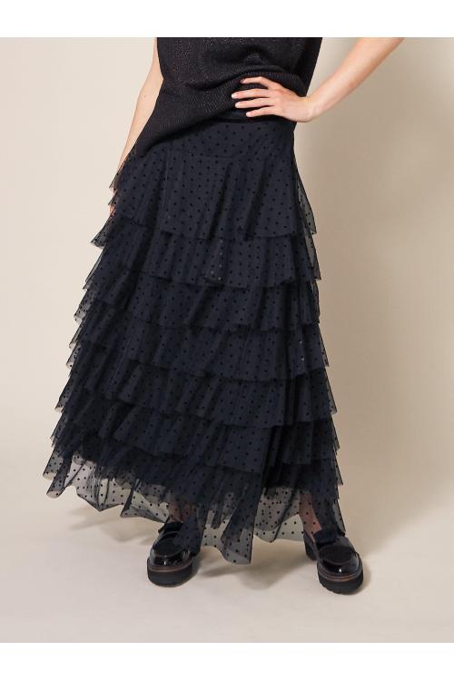 White Stuff Rowan Spot Tulle Skirt 439799 in Black