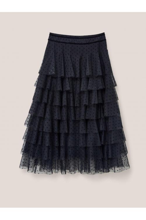 White Stuff Rowan Spot Tulle Skirt 439799 in Black