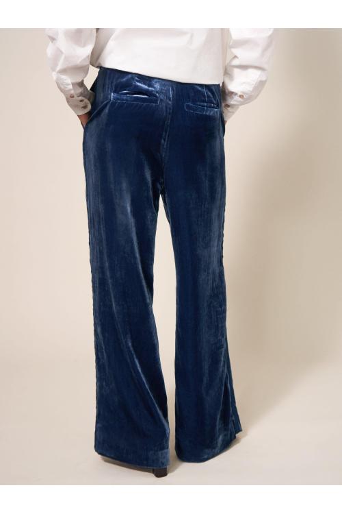 White Stuff Jenny Velvet Wide Leg Trouser 439825 in Blue