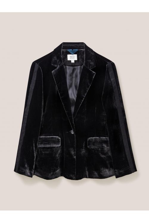 White Stuff Jenny Velvet Blazer 439990 in Black